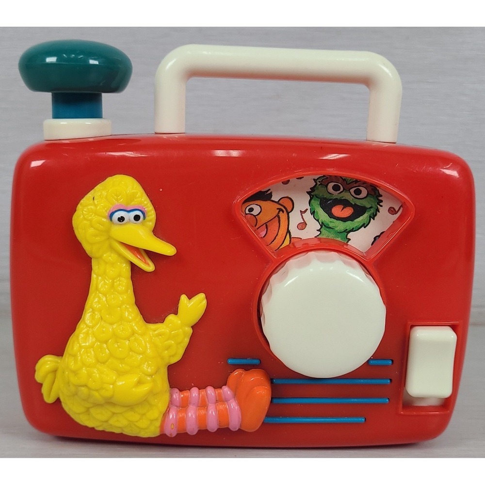 Vintage 1990 Illco Sesame Street Big Bird Wind Up Music Box Toy Red Radio